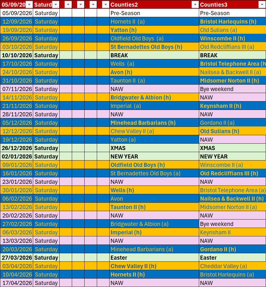 Season 2026-2027 Fixtures